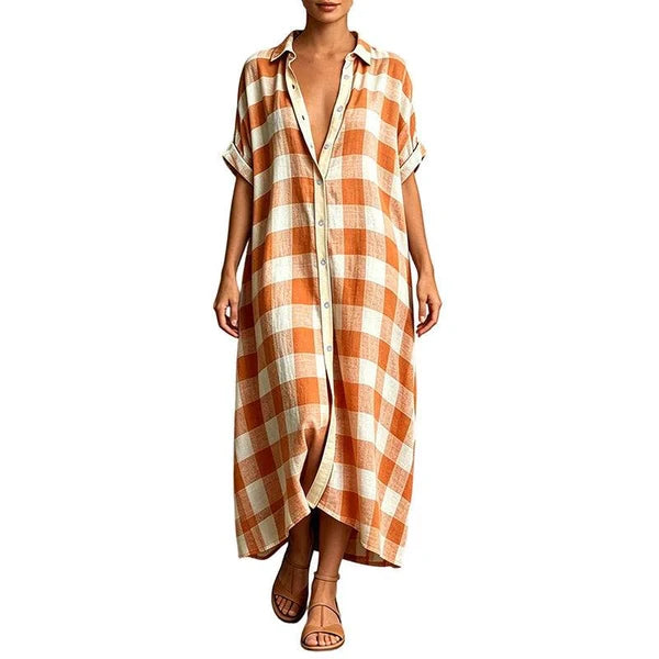 Women’s Check Button-Front Shirt Dress