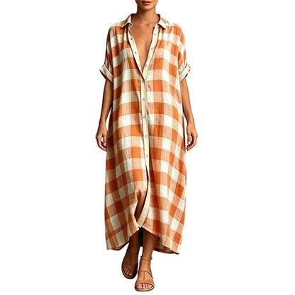Women’s Check Button-Front Shirt Dress