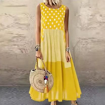 Women’s Polka Dot and Check Patchwork Dress