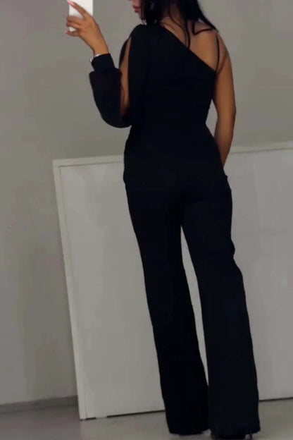 Women’s Off-Shoulder High-Slit Cotton-Blend Jumpsuit