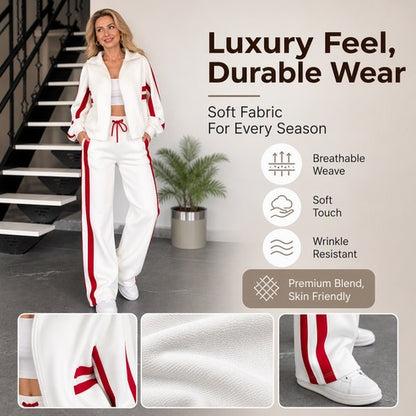 Women's Zip-Up Jacket and Wide-Leg Pants Set