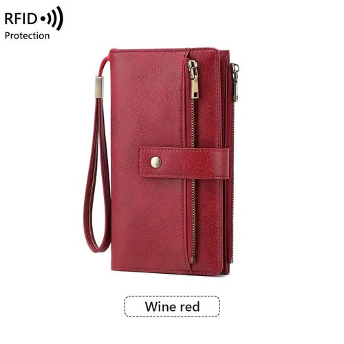 Women's Long Zip-Around Wallet With Wrist Strap