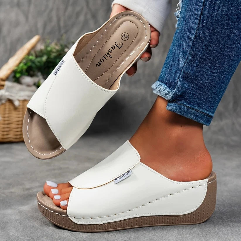Women’s Leather-Effect Wedge Sandals