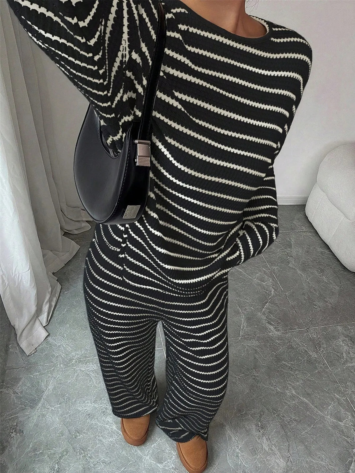 Women's Striped Two-Piece Lounge Set