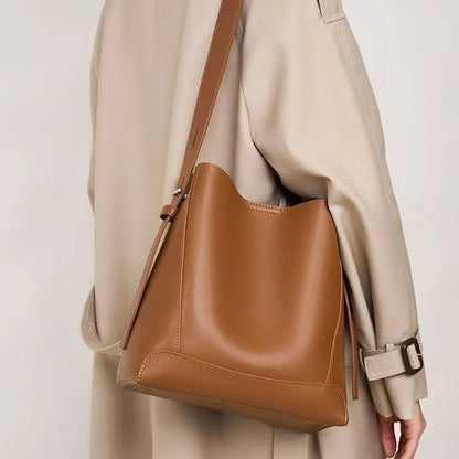 Women's Leather-Look Bucket Shoulder Bag