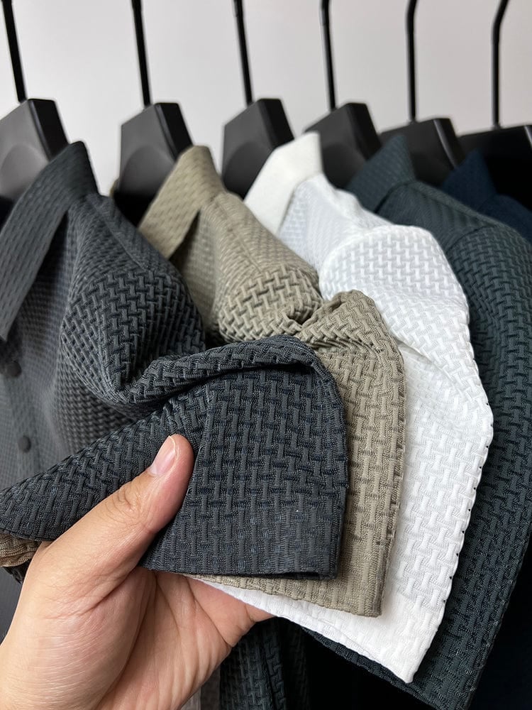 Men’s Textured Mesh Detail Polo Shirt
