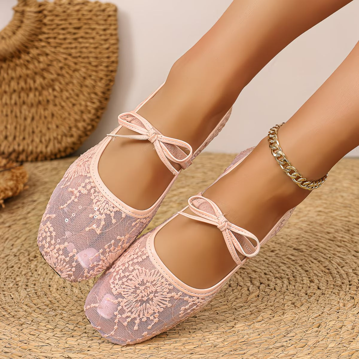 Women's Lace Mary Jane Flats