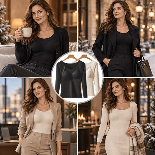 Women's Long-Sleeve Top with Built-In Bra