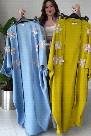 Women's Embroidered Kimono & Wide-Leg Pants Set