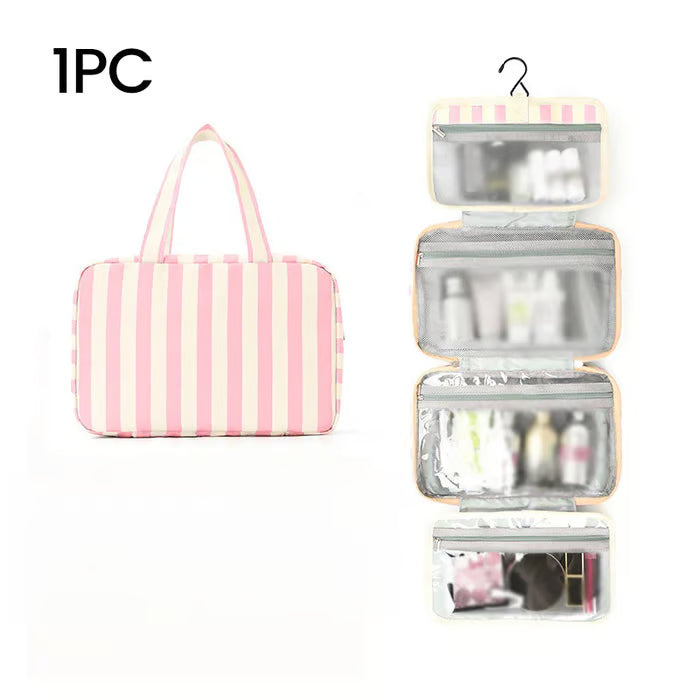 Striped Hanging Toiletry Travel Organizer Bag