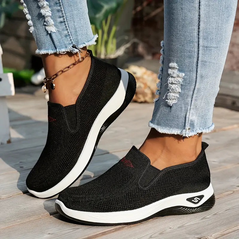 Women’s Breathable Knit Slip-On Walking Sneakers