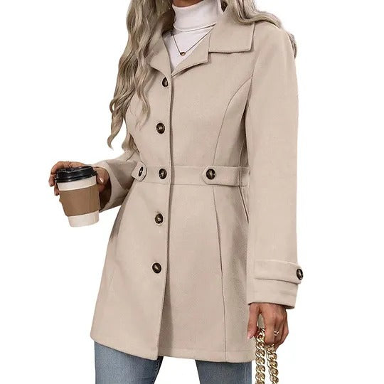 Women's Button Front Belted Coat