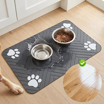 Pet Feeding Mat with Paw Print Design