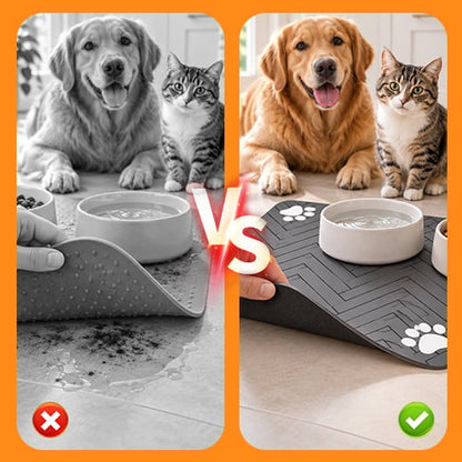 Pet Feeding Mat with Paw Print Design