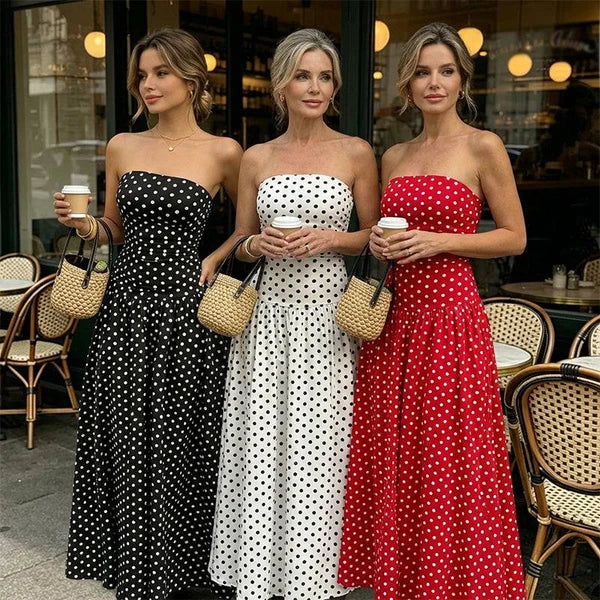 Women’s Strapless Polka Dot Dress