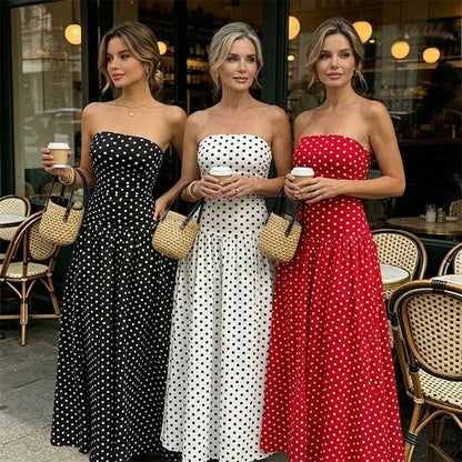 Women’s Strapless Polka Dot Dress