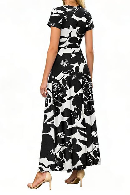 Women's Floral V-Neck Wrap Maxi Dress