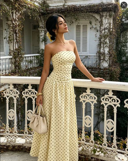 Women’s Strapless Polka Dot Dress