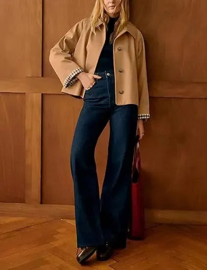 Women's Button-Front Cropped Jacket
