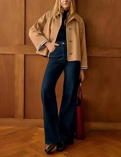 Women's Button-Front Cropped Jacket