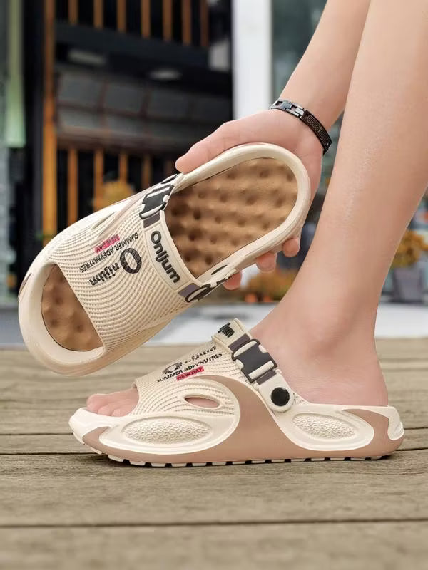 Men’s Textured Thick-Sole Slide Sandals