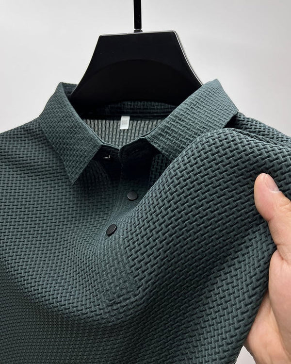 Men’s Textured Mesh Detail Polo Shirt