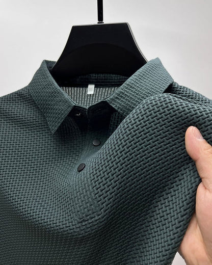 Men’s Textured Mesh Detail Polo Shirt