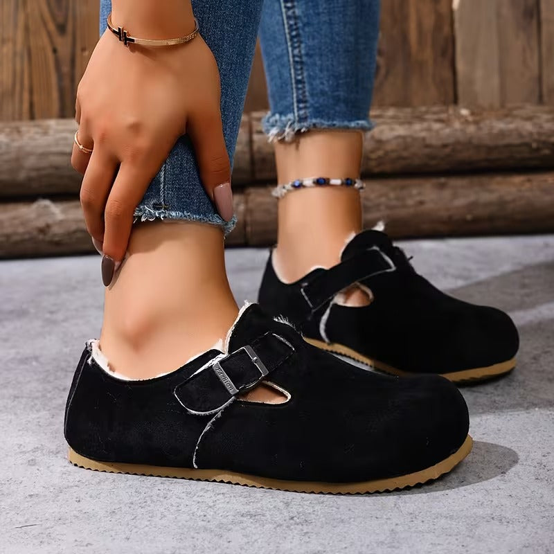 Women's Buckle Detail Lined Loafers