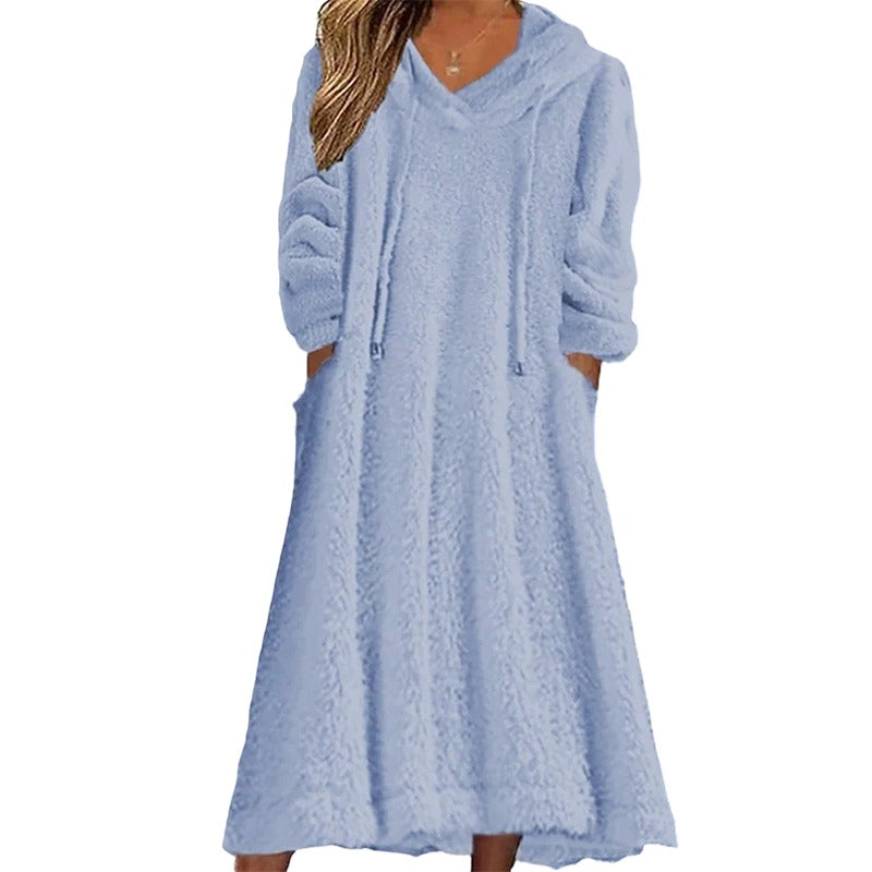 Women's Hooded Plush Lounge Dress