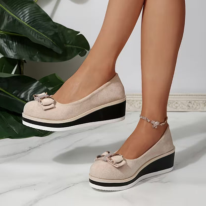 Women's Bow Detail Wedge Court Shoes