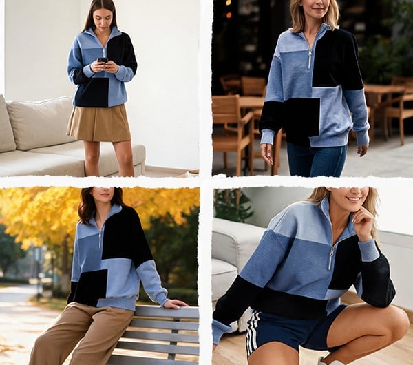 Women's Color Block Half-Zip Pullover