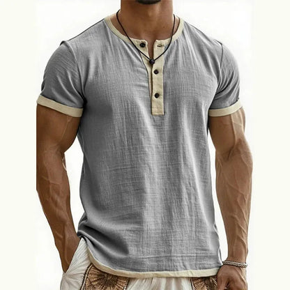 Men's Contrast-Trim Henley Shirt