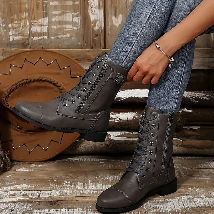 Women's Lace-Up Side-Zip Boots
