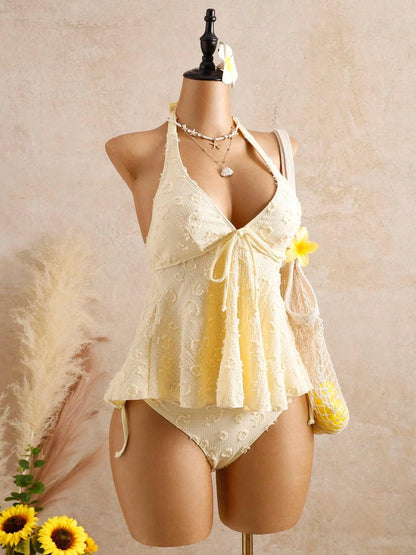 Women’s Halter Peplum Tankini Set