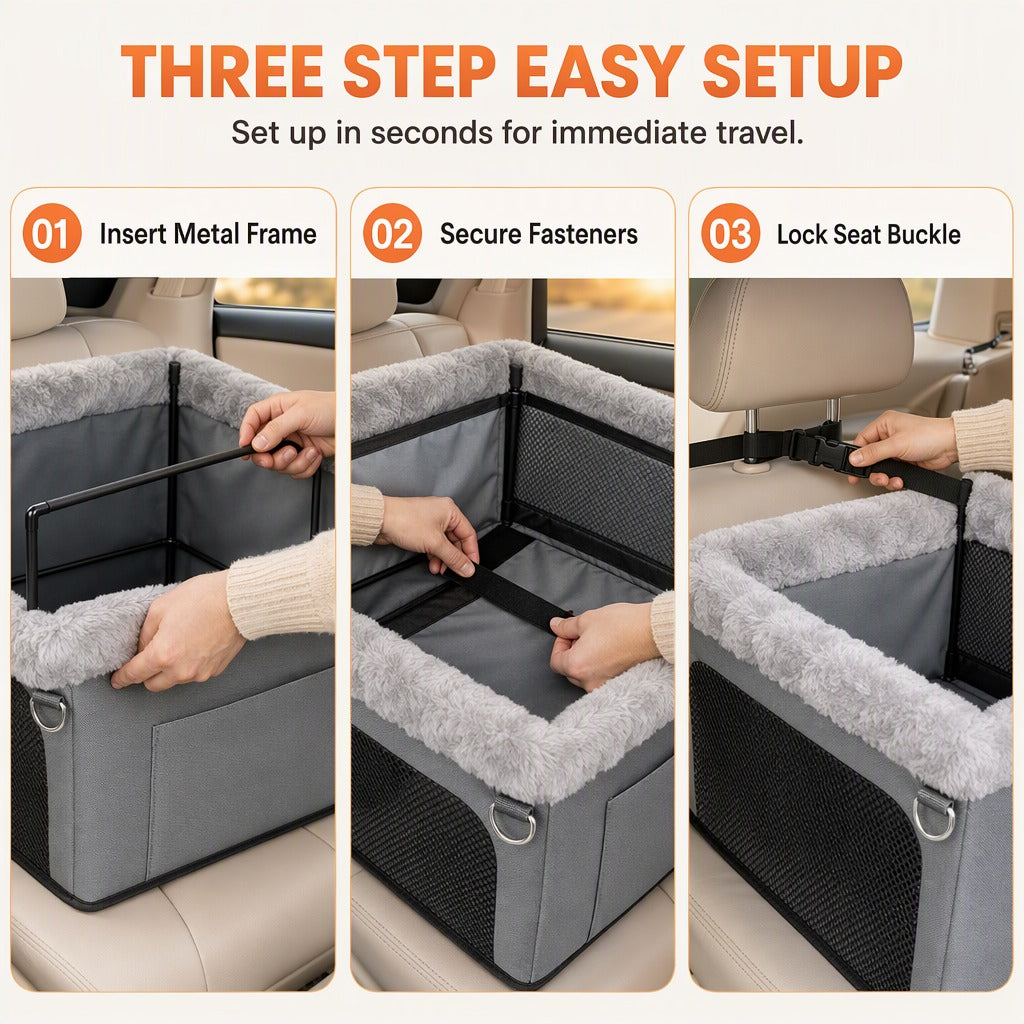 Pet Car Travel Bed with Raised Sides