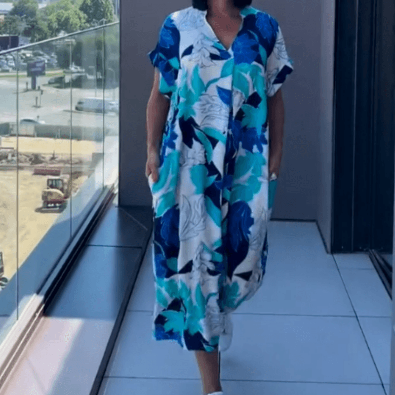 Women's Floral Print Button Front Maxi Dress