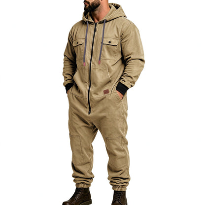 Men's Hooded Zip-Up Jumpsuit