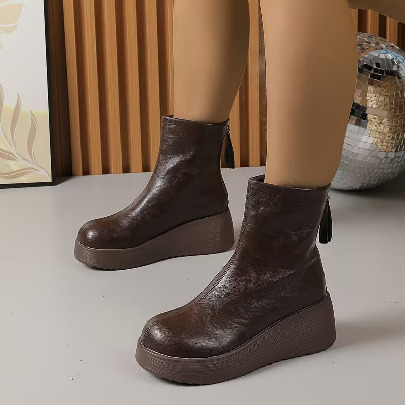 Women's Round Toe Platform Ankle Boots