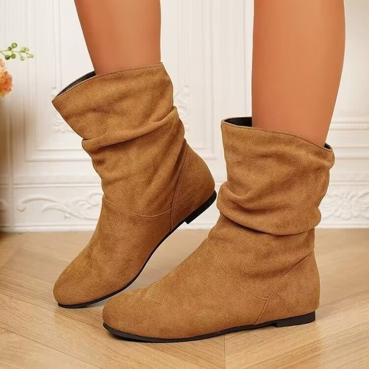 Women's Ruched Flat Ankle Boots