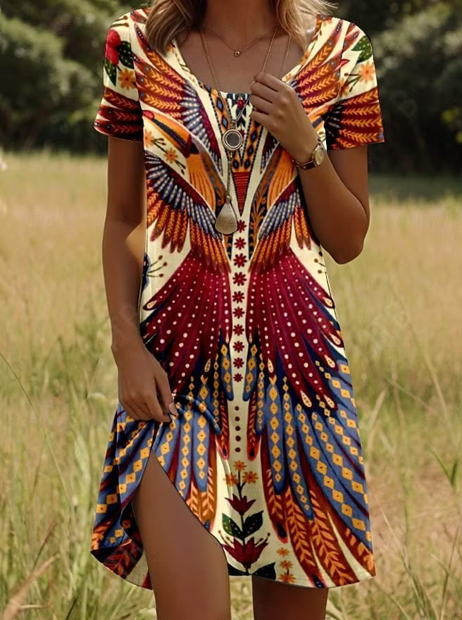 Women's Printed Short Sleeve Dress