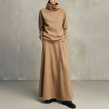 Women's High-Neck Top and Skirt Set