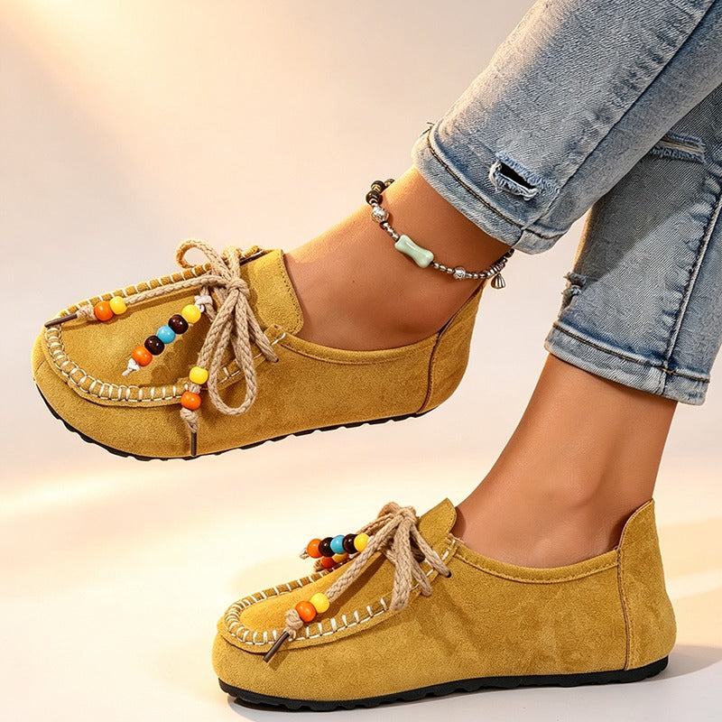 Women's Beaded Lace-Up Loafers