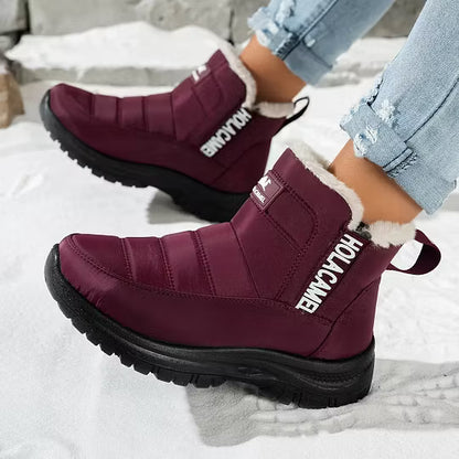 Women's Quilted Ankle Boots with Fuzzy Trim