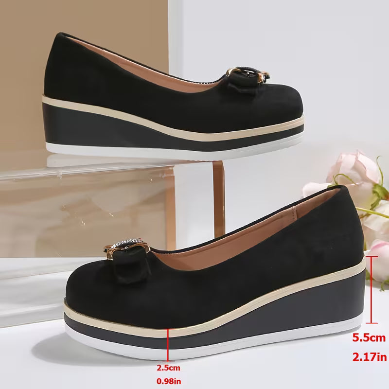 Women's Bow Detail Wedge Court Shoes