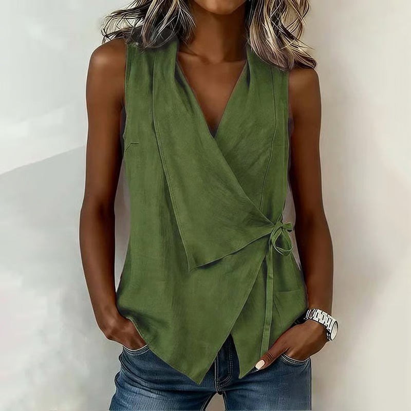 Women's Wrap Tie Sleeveless Blouse