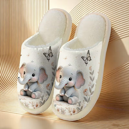 Unisex Elephant Print House Slippers