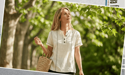 Casual Button V-Neck Blouse