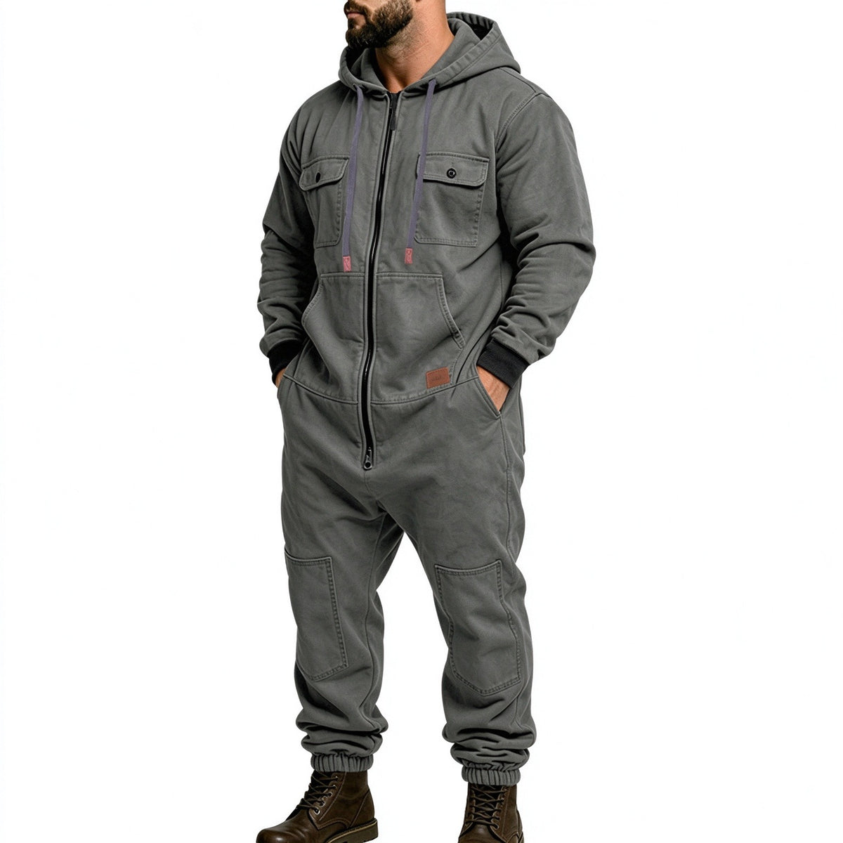 Men's Hooded Zip-Up Jumpsuit