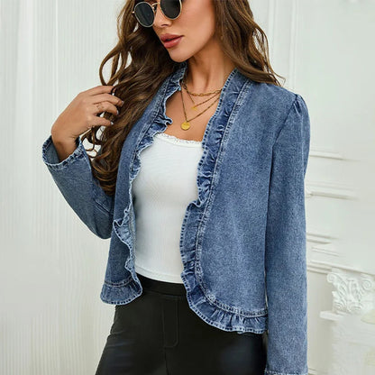 Women's Open-Front Ruffle-Trim Jacket