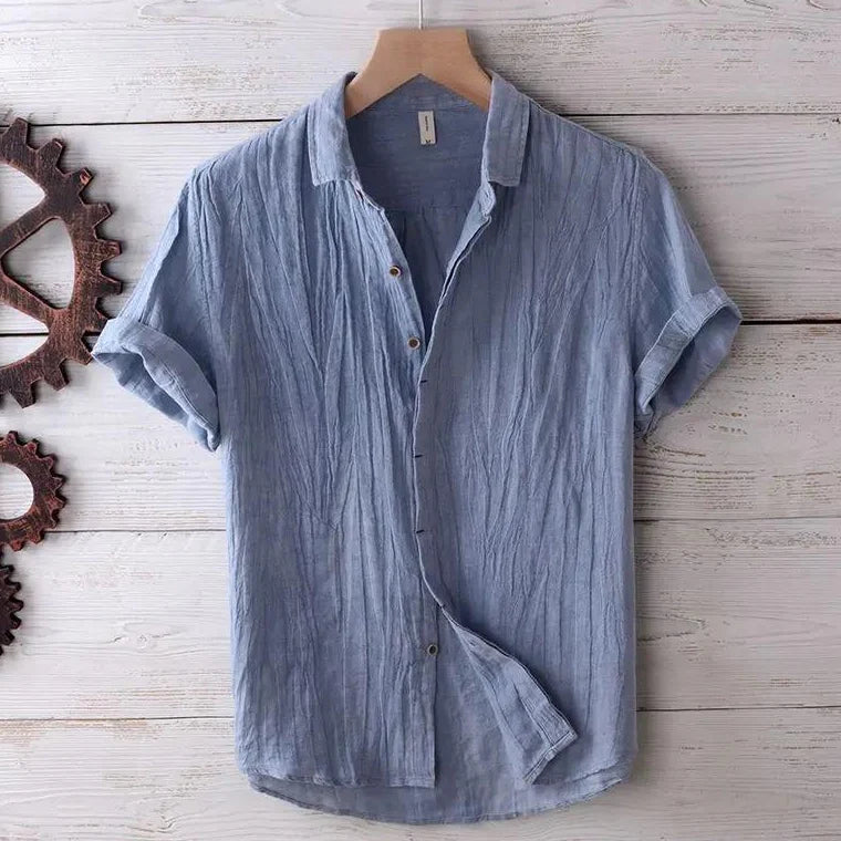 Men's Textured Short-Sleeve Button-Up Shirt